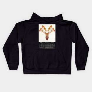 deer autumn calendar 2020 Kids Hoodie